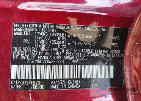 2024 Toyota Rav4 Le from USA, damaged, VIN 2T3H1RFVXRW339770